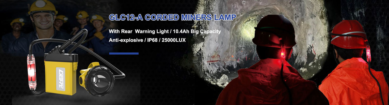 25000lux Miners LED Cap Lamp Safety With Warning High Beam IP68 Impact Resistant