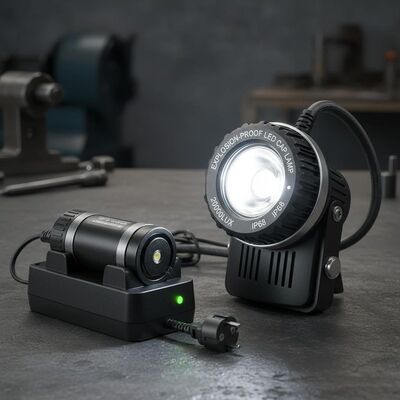 Explosion-proof Rechargeable LED Cap Lamp with Charger 20000Lux IP68 Industrial Use Lithium-Ion Battery IP68