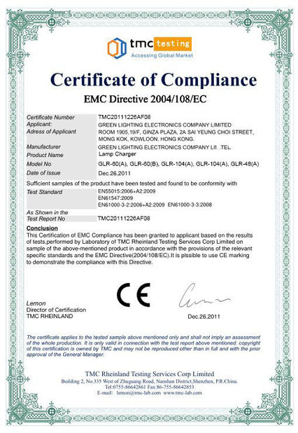China GREEN LIGHTING TECHNOLOGY CO.,LTD certificaciones